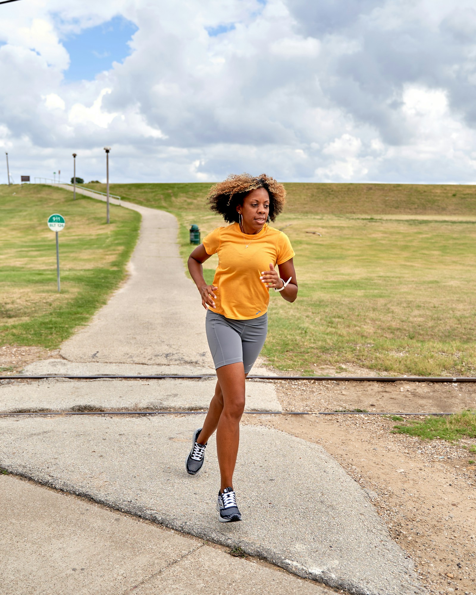 Black woman jogging outdoors